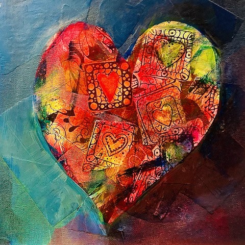 MON COEUR - Peinture acrylique sur toile 30x30 cm