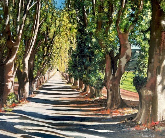 AU BOUT DU CHEMIN - Peinture à l'huile sur toile 100x80 cm
