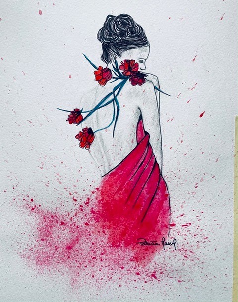 LE BAIN - Aquarelle sur papier 45x35 cm