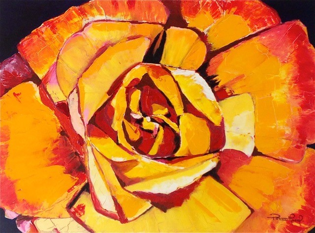 EPANOUIE - Peinture à l'huile sur toile 60x70 cm