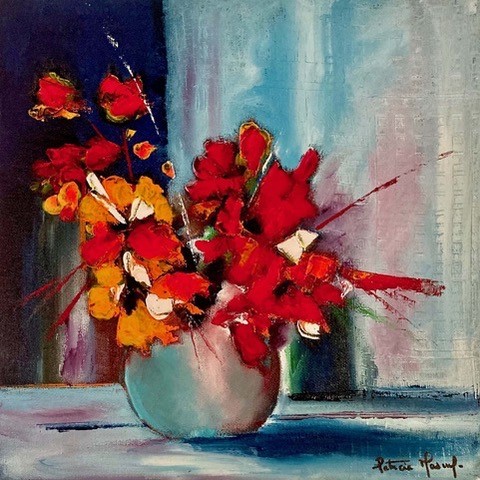 LE BOUQUET - Peinture à l'huile sur toile - 30x30 cm