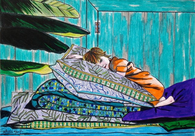 LA SIESTE - Illustration acrylique 32x24 cm