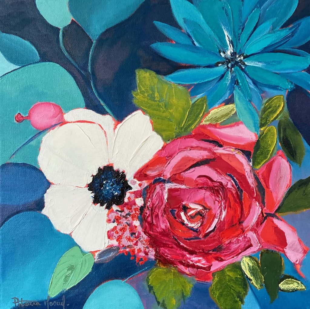 BLEU - Peinture à l'huile sur toile 30x30 cm