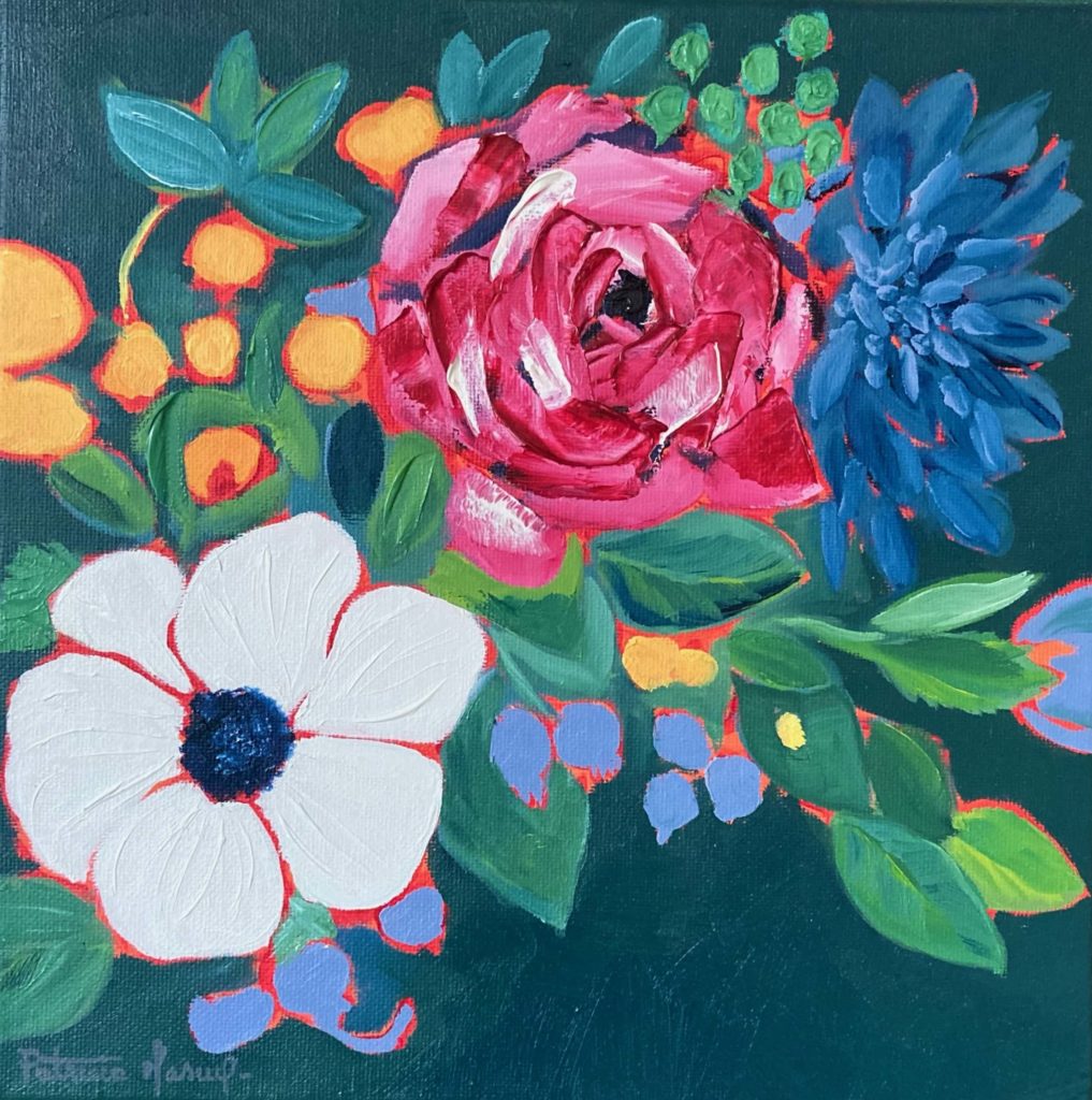 VERT - Peinture à l'huile au couteau 30x30 cm